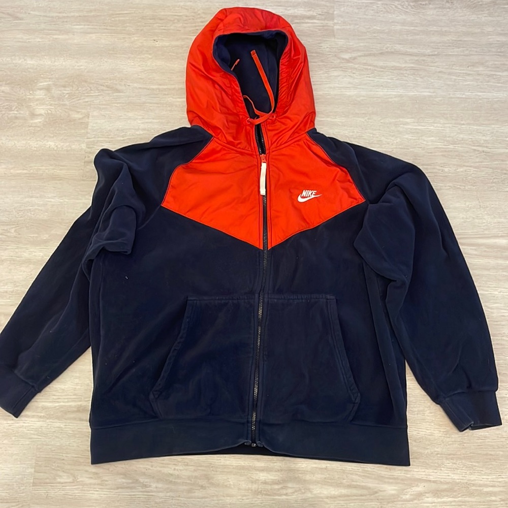 Nike navy blue and red zip up Hoodie